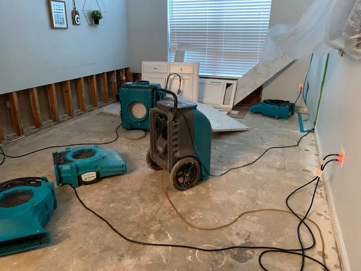 Dehumidifier in flood-cut room for Water Extraction & Removal in Firestone